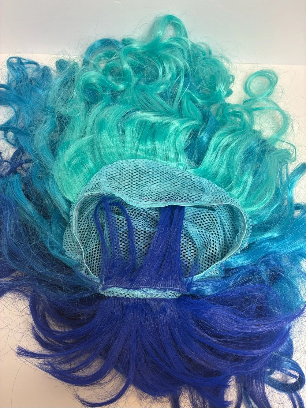 Wig Blue Teal Long Hair With Bangs Wavy Curls Costume Halloween Cosplay Theatre